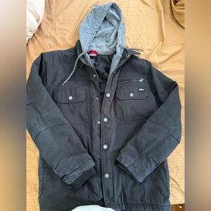 Vintage Y2K Men’s Dickies Hooded Canvas Gray Jacket Size Small Chore Work Coat